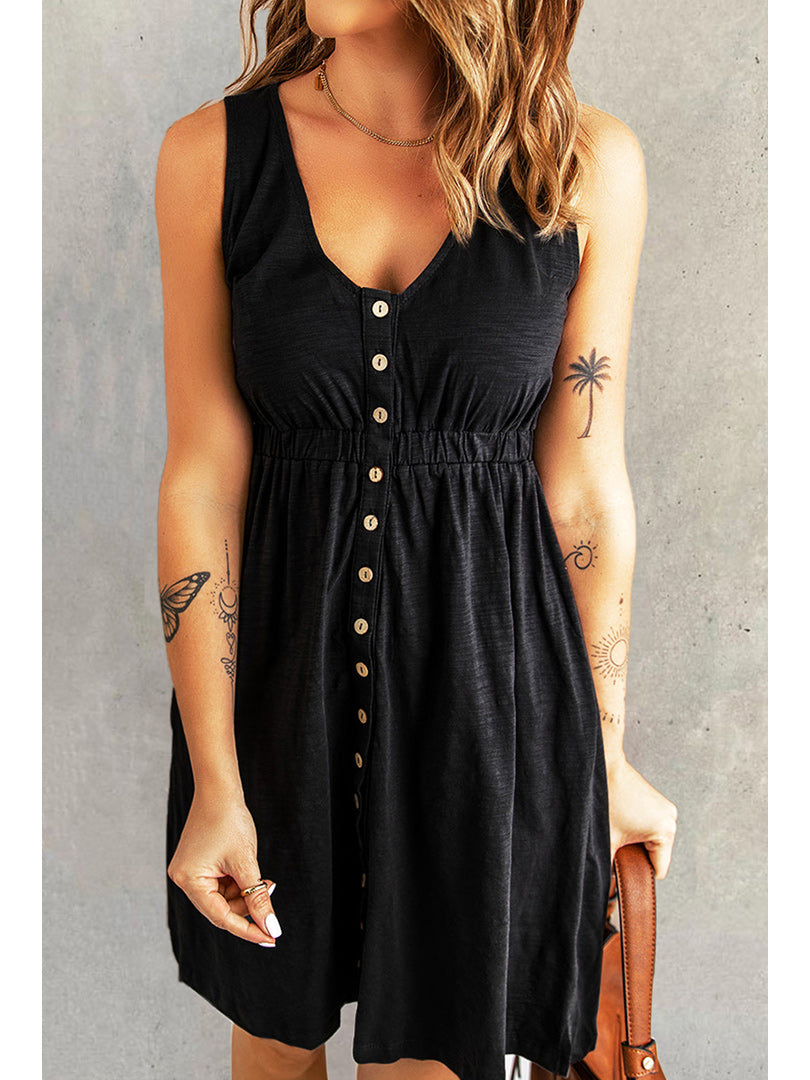 Gemma - Sleeveless Multi Button Dress