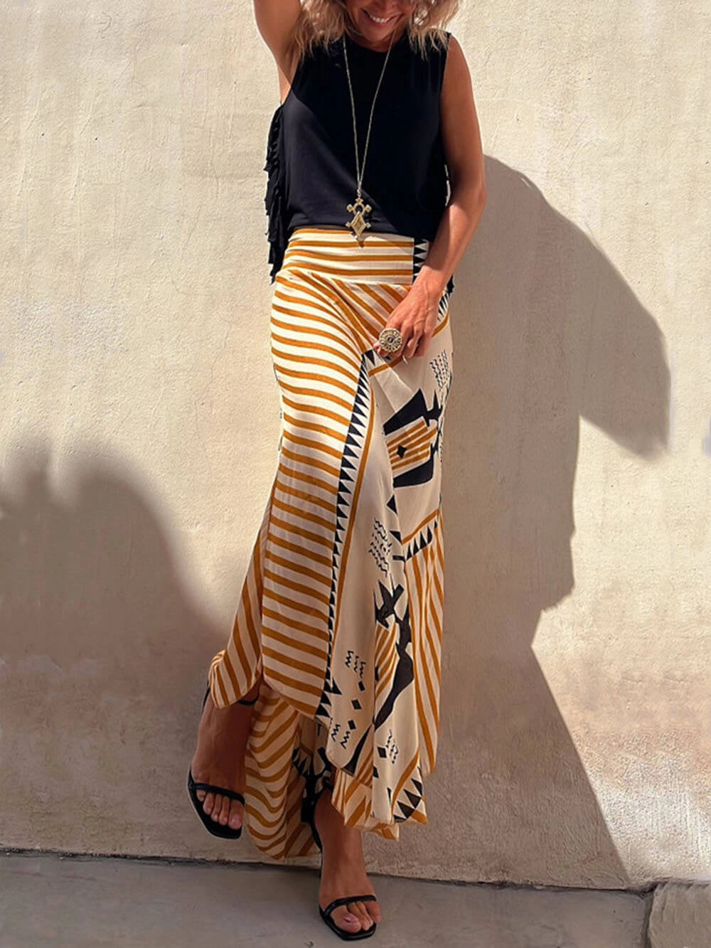 Isara – Boho-Inspired Striped Maxi Skirt