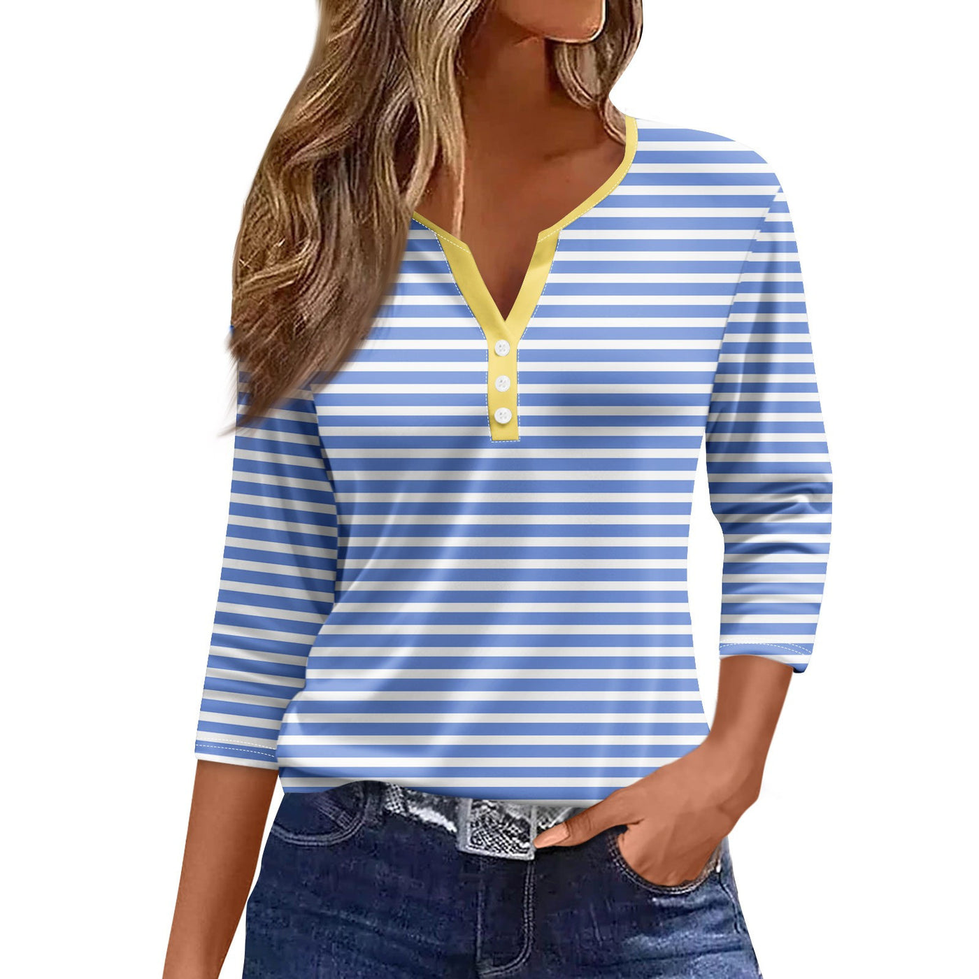 Brenda - Striped V-Neck Top 2