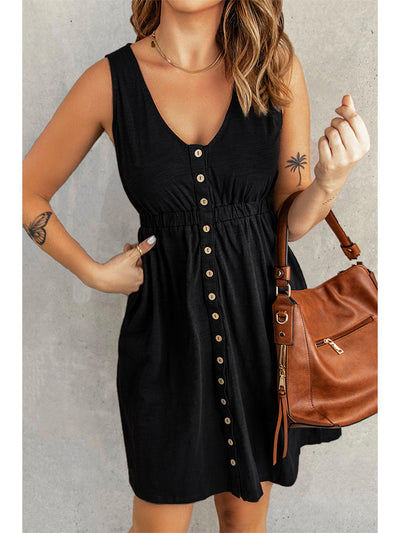 Gemma - Sleeveless Multi Button Dress