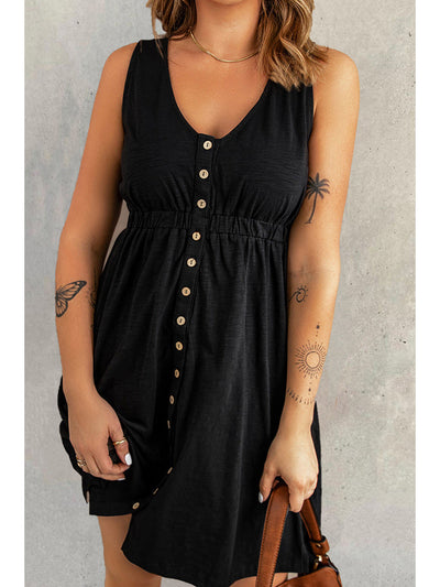 Gemma - Sleeveless Multi Button Dress