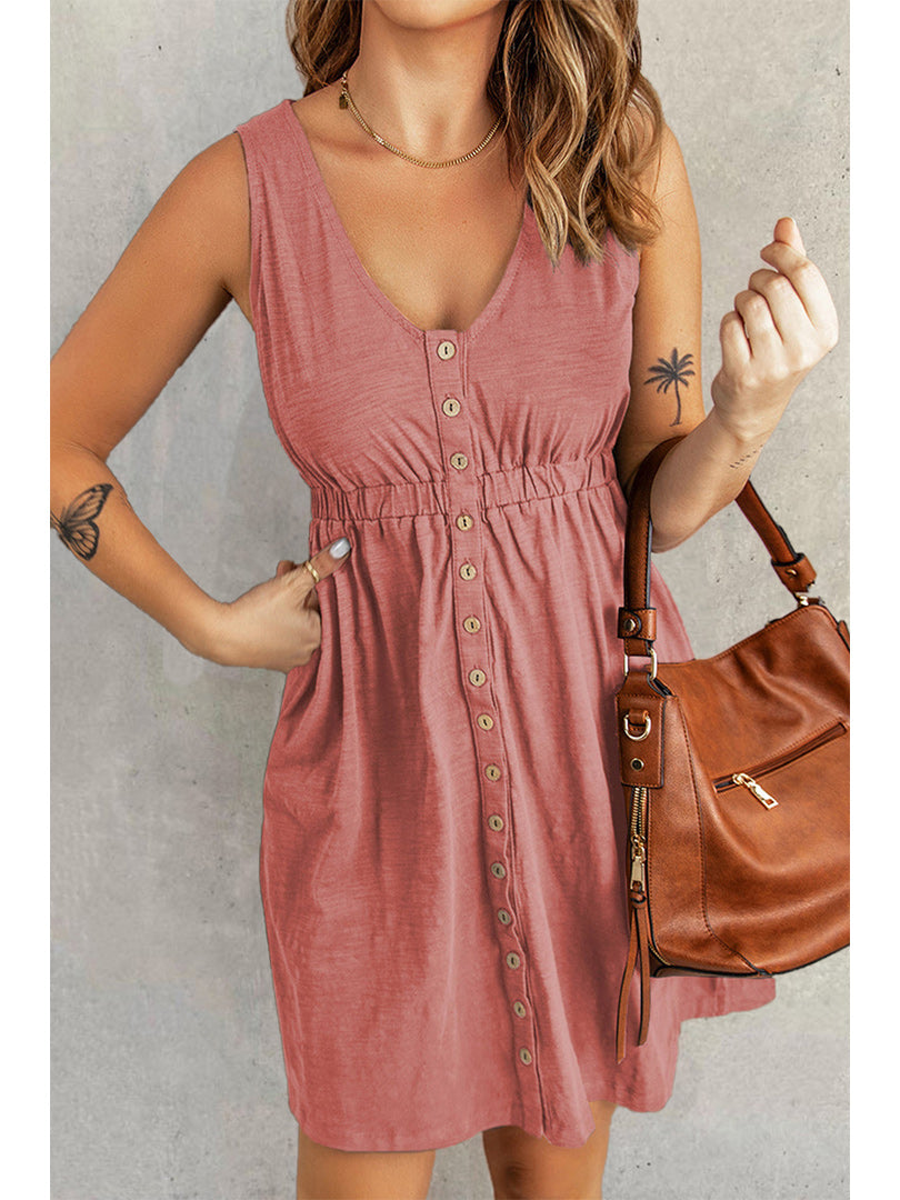 Gemma - Sleeveless Multi Button Dress