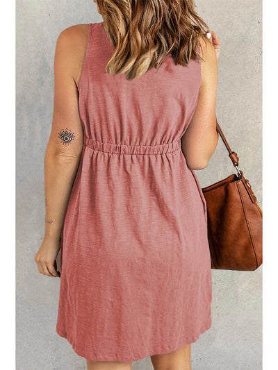 Gemma - Sleeveless Multi Button Dress
