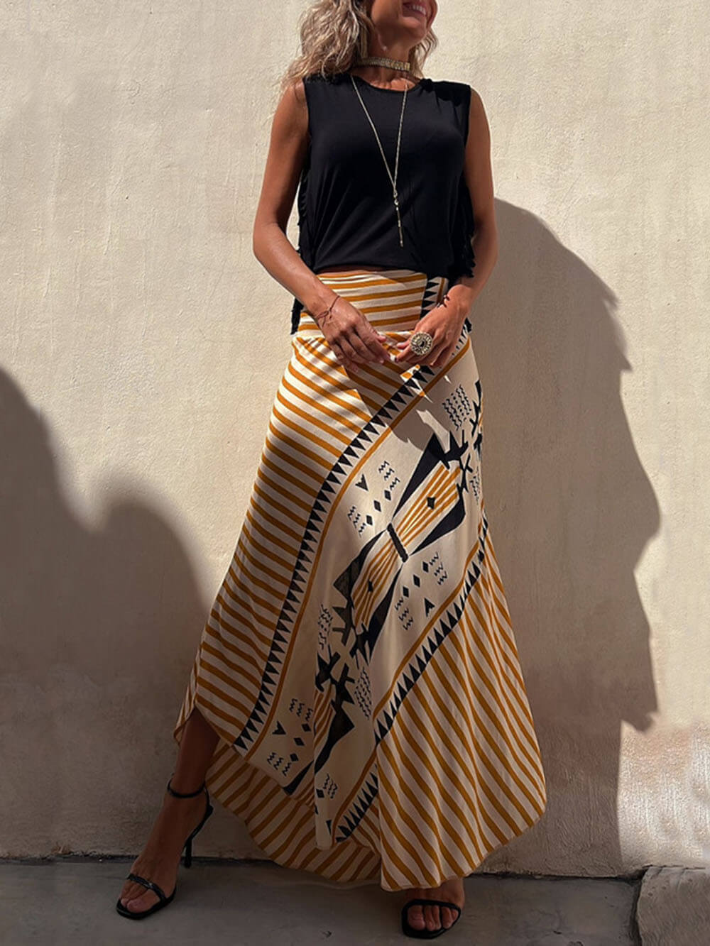 Isara – Boho-Inspired Striped Maxi Skirt