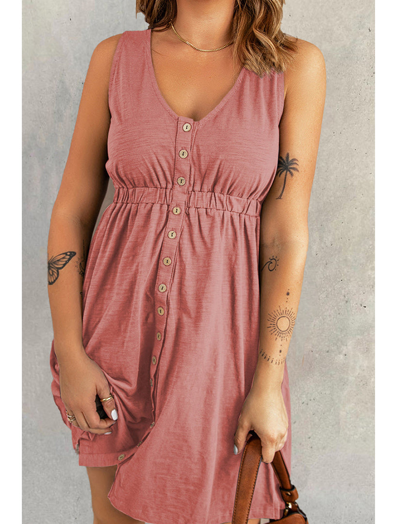 Gemma - Sleeveless Multi Button Dress