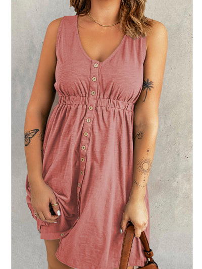 Gemma - Sleeveless Multi Button Dress