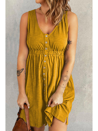 Gemma - Sleeveless Multi Button Dress