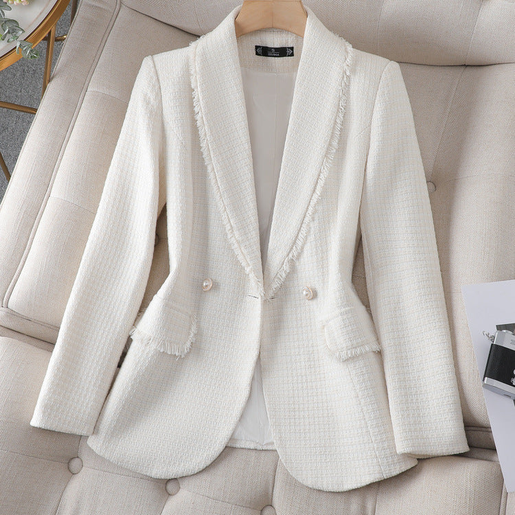 Juliette – Textured Pearl Button Blazer