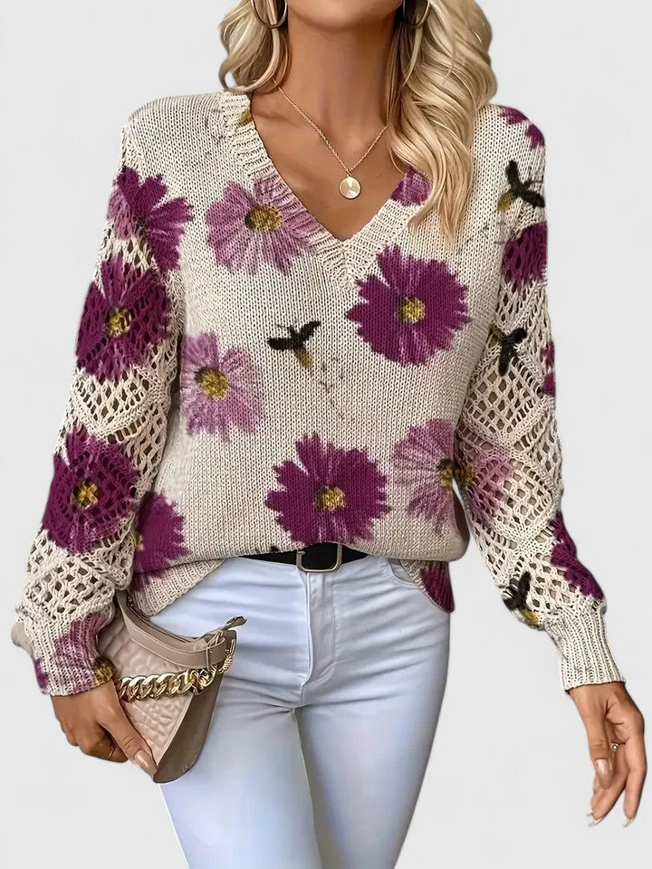 Avelora – Lightweight Floral Knit Sweater