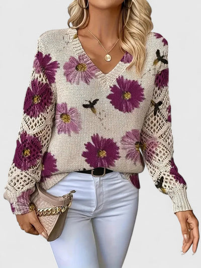 Avelora – Lightweight Floral Knit Sweater