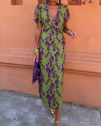 Angie - Stunning V-Neck Midi Dress