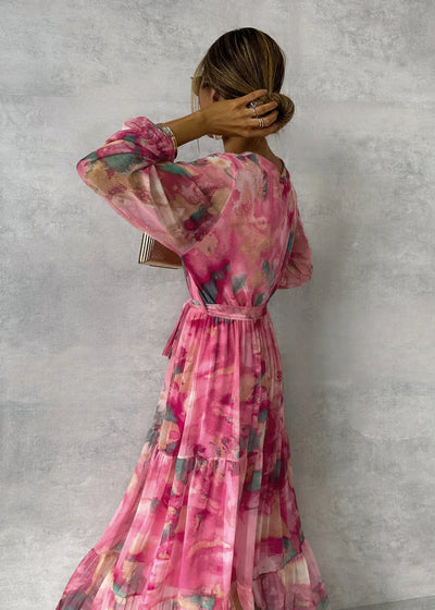 Evelyn – Floral Print Wrap Maxi Dress