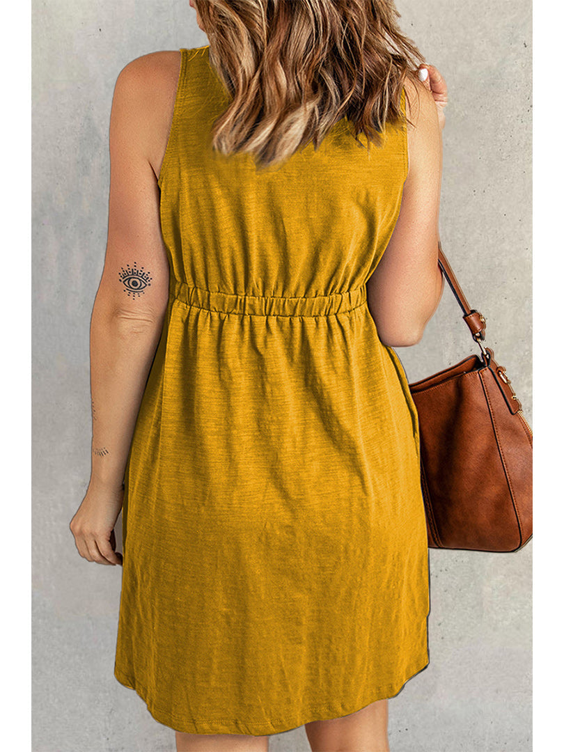 Gemma - Sleeveless Multi Button Dress
