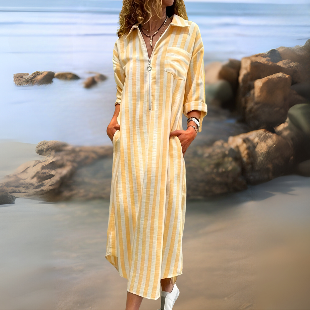 Joyce – Elegant Striped V-Neck Dress