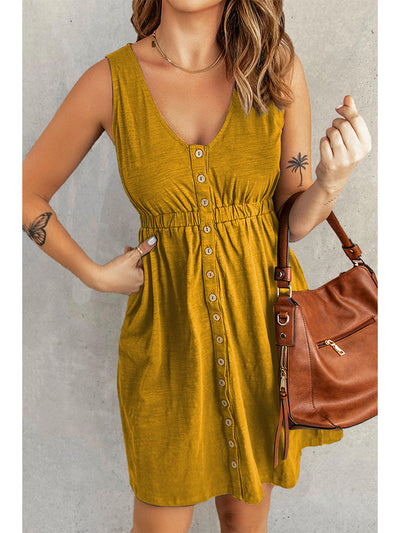 Gemma - Sleeveless Multi Button Dress