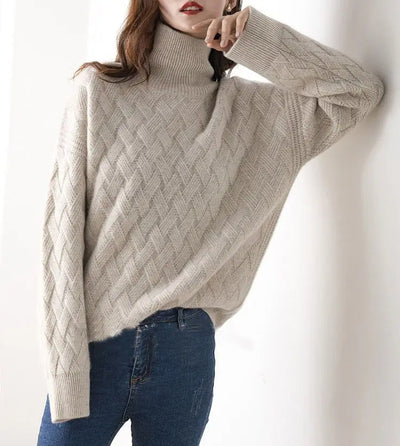 Calista – Chevron Knit Turtleneck Sweater