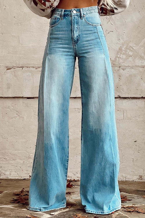 Julie - Distressed Wide Leg Casual Denim Pants