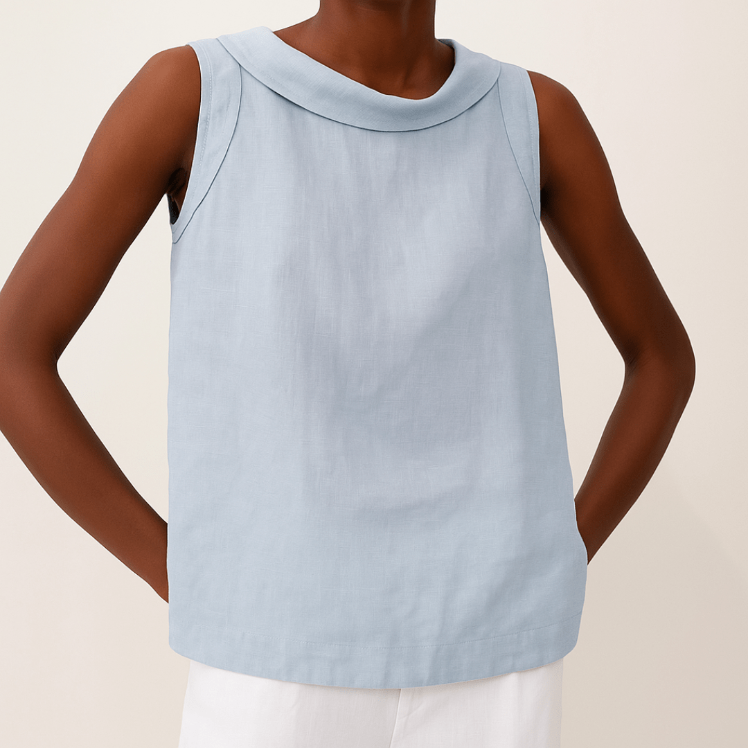 Gigi - Sleeveless Roll Collar Top