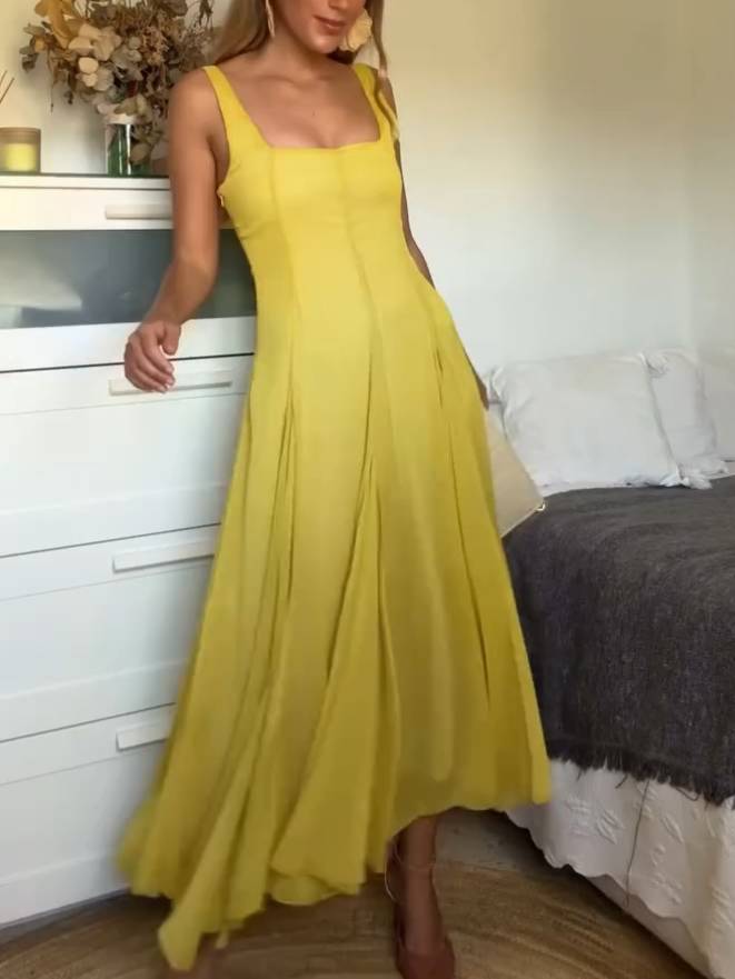 Celine – Square Neck A-Line Dress