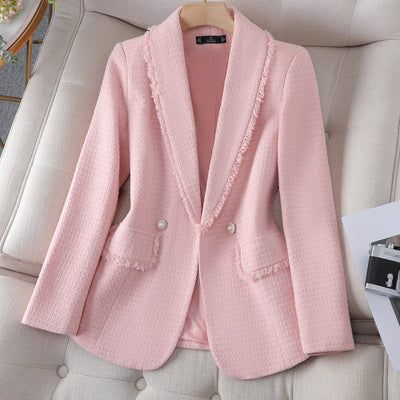 Juliette – Textured Pearl Button Blazer