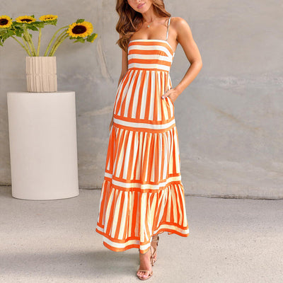 Hannah - Color Block Striped Maxi Dress