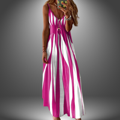 Alicia – Striped Sleeveless Maxi Dress