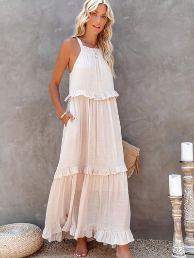 Azzura – Elegant Tiered Ruffle Maxi Dress