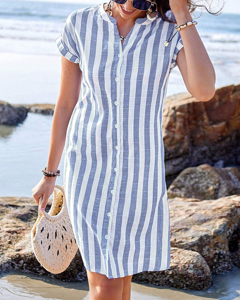 Martine – Elegant Striped Shirt Dress