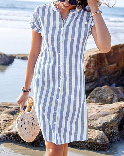 Martine – Elegant Striped Shirt Dress