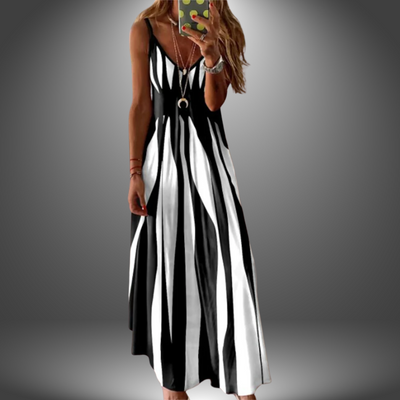 Alicia – Striped Sleeveless Maxi Dress