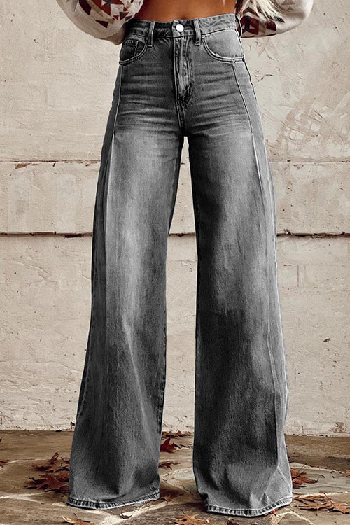 Julie - Distressed Wide Leg Casual Denim Pants