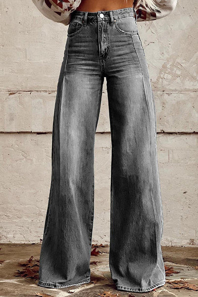 Julie - Distressed Wide Leg Casual Denim Pants