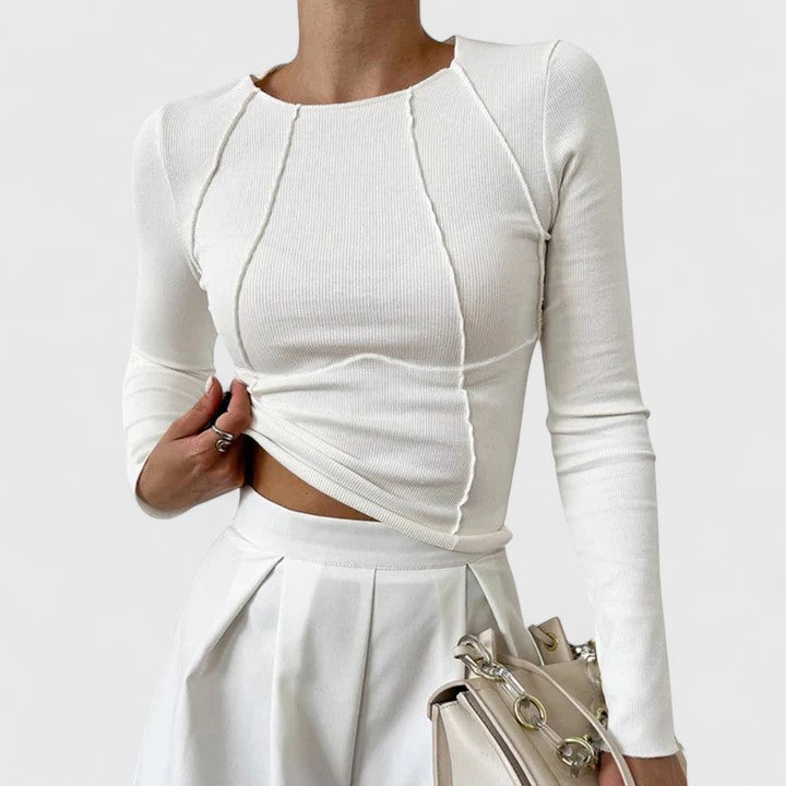 Annaline - Split Chest Long Sleeved Top