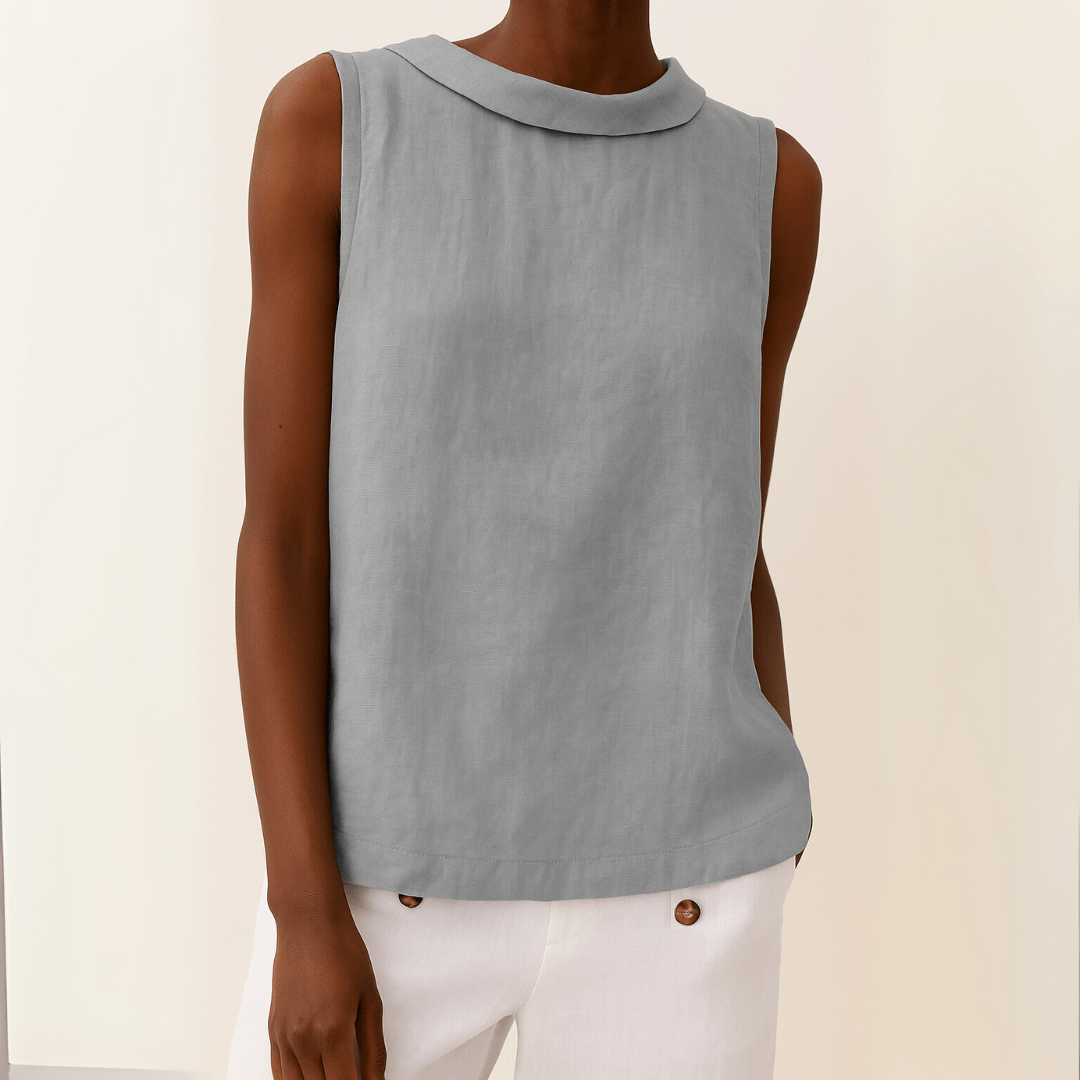 Gigi - Sleeveless Roll Collar Top