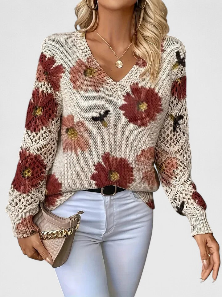 Avelora – Lightweight Floral Knit Sweater