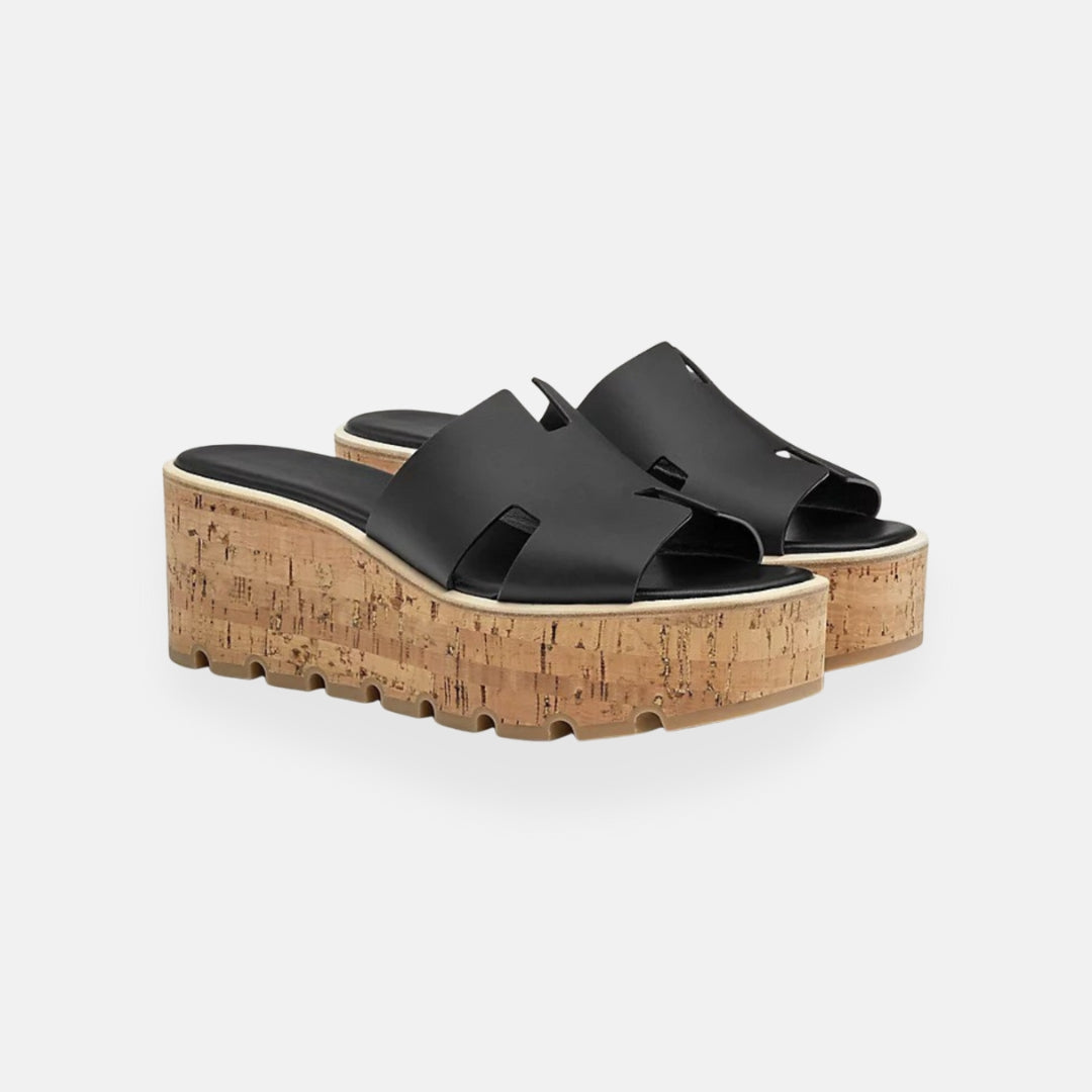 Laney - Cutout Platform Sandals with Cork-Effect Sole