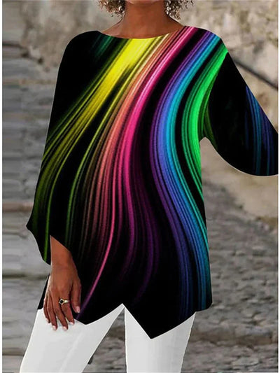 Amelie - Round Neck And Long Sleeve Printed Shirt