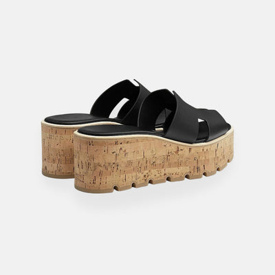 Laney - Cutout Platform Sandals with Cork-Effect Sole