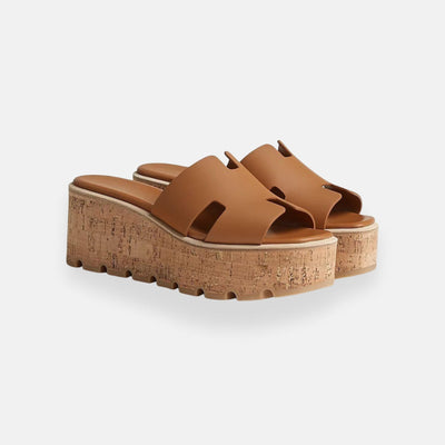 Laney - Cutout Platform Sandals with Cork-Effect Sole