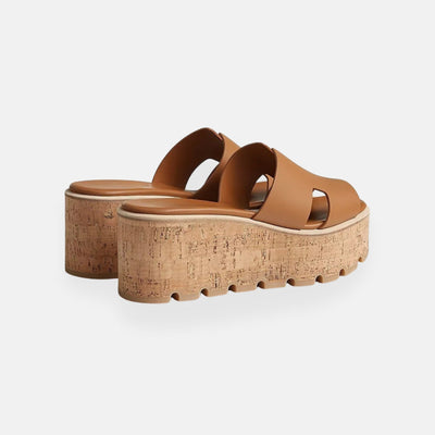 Laney - Cutout Platform Sandals with Cork-Effect Sole
