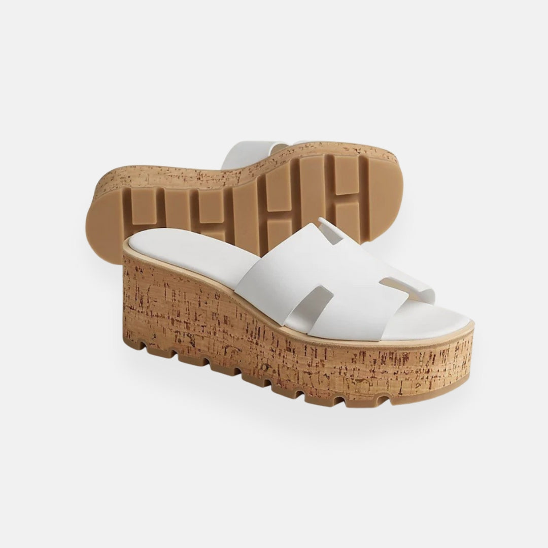 Laney - Cutout Platform Sandals with Cork-Effect Sole