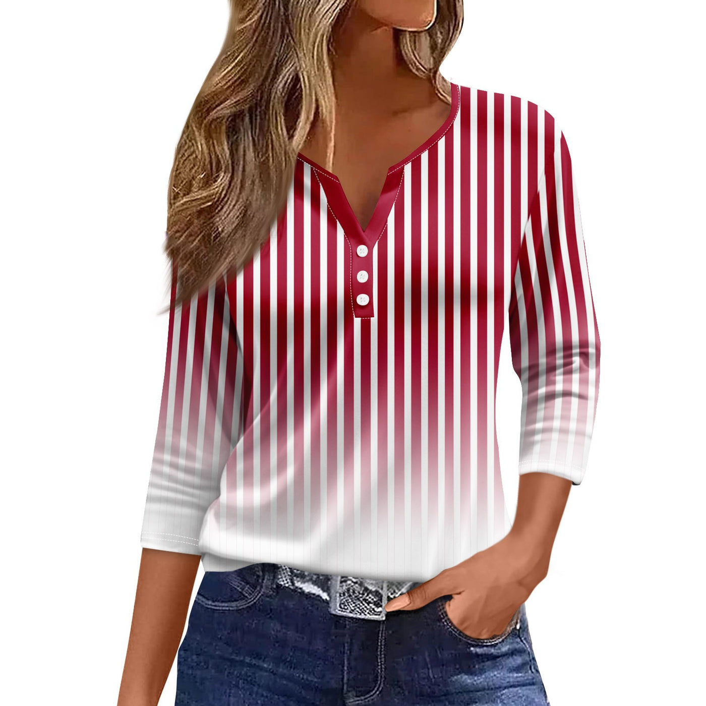 Brenda - Striped V-Neck Top 10