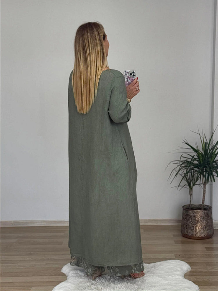 Zamara - Long-Sleeved Top And Printed Pants Set