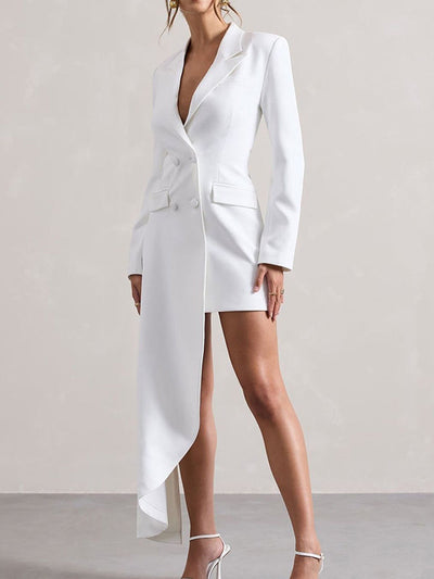 Delia – Asymmetric Blazer Maxi Dress