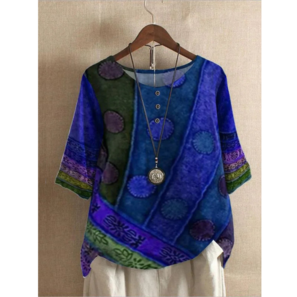 Raisa - Comfortable Colorful Blouse With Half Sleeves