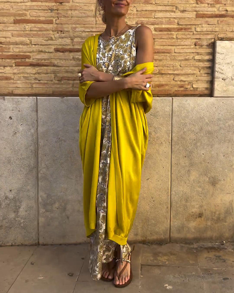 Abrielle – Elegant Maxi Dress & Cardigan Set