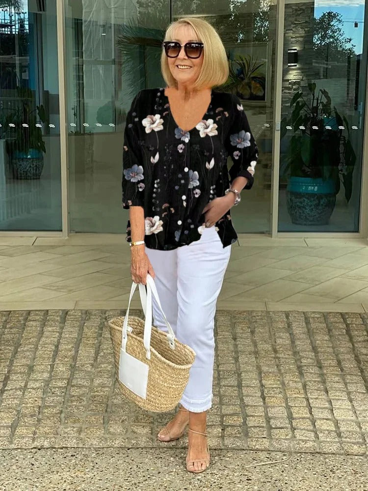 Amelina – Elegant Floral Blouse
