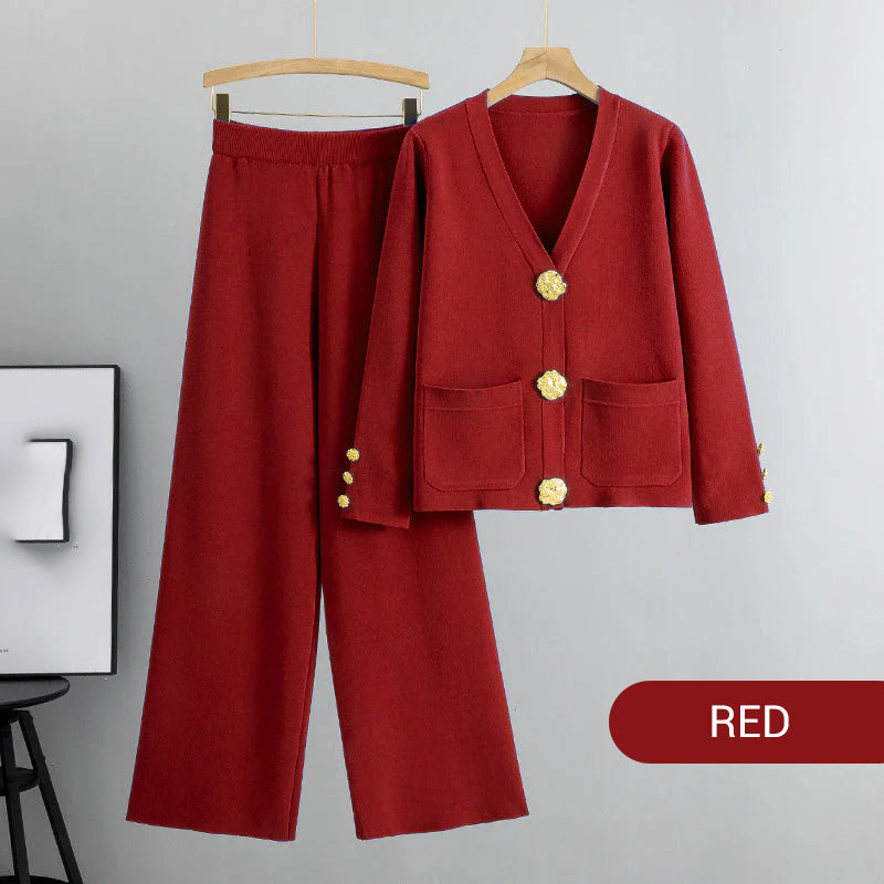 Anatalia – Premium Knit Lounge Set with Gold Button Detail