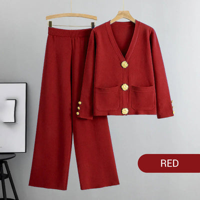 Anatalia – Premium Knit Lounge Set with Gold Button Detail