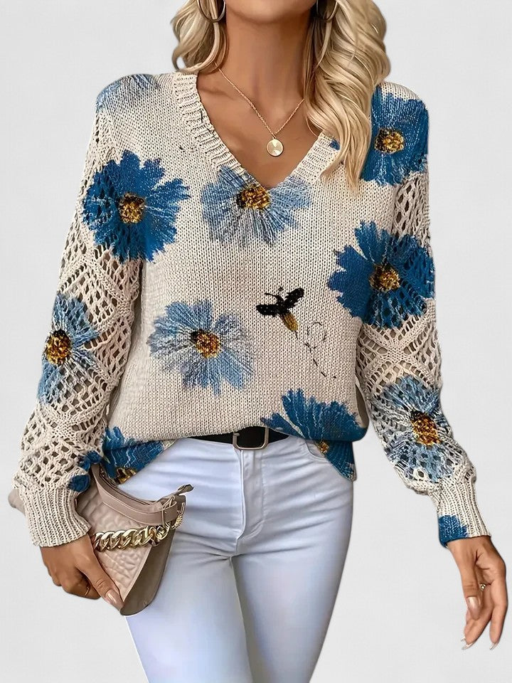 Avelora – Lightweight Floral Knit Sweater